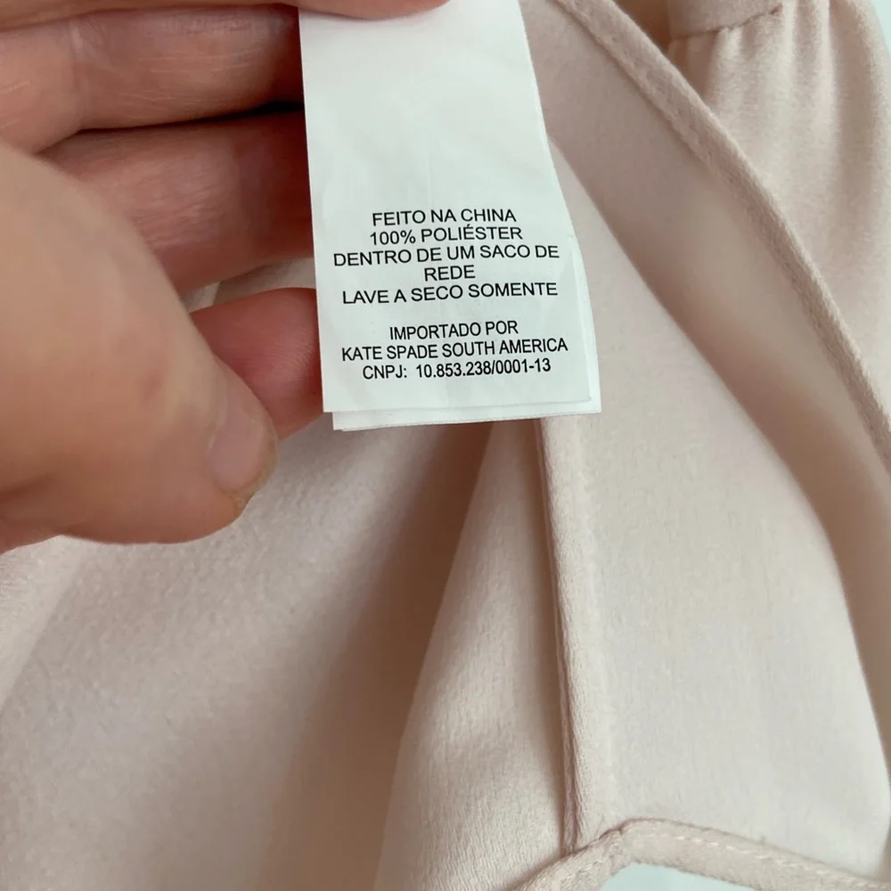 Kate Spade Women’s Embellished Crepe Top Medium Pink Ruffled Sleeve